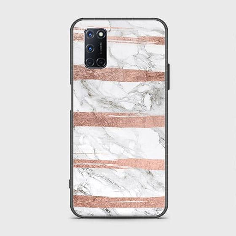 Oppo A92 Cover - White Marble Series - HQ Ultra Shine Premium Infinity Glass Soft Silicon Borders Case