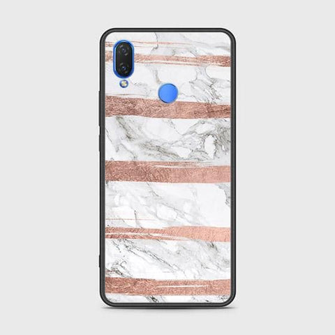 Honor 8C Cover - White Marble Series - HQ Ultra Shine Premium Infinity Glass Soft Silicon Borders Case