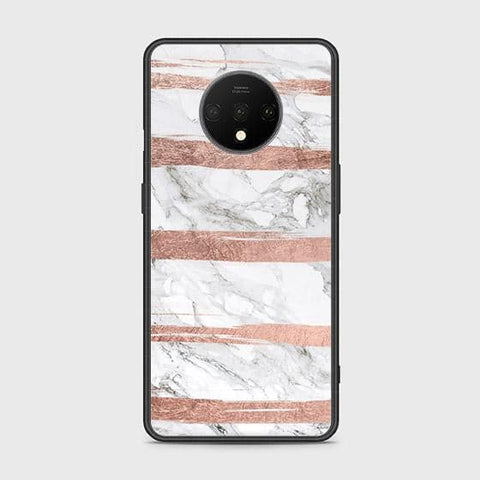 OnePlus 7T Cover - White Marble Series - HQ Ultra Shine Premium Infinity Glass Soft Silicon Borders Case