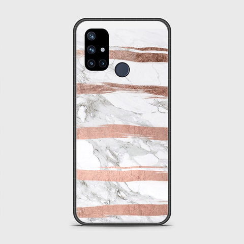 OnePlus Nord N10 5G Cover- White Marble Series - HQ Ultra Shine Premium Infinity Glass Soft Silicon Borders Case