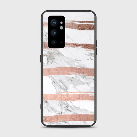 OnePlus 9RT 5G Cover- White Marble Series - HQ Ultra Shine Premium Infinity Glass Soft Silicon Borders Case