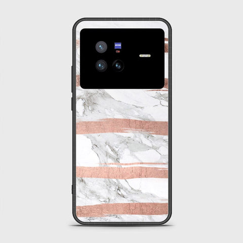 Vivo X80 Cover- White Marble Series - HQ Ultra Shine Premium Infinity Glass Soft Silicon Borders Case