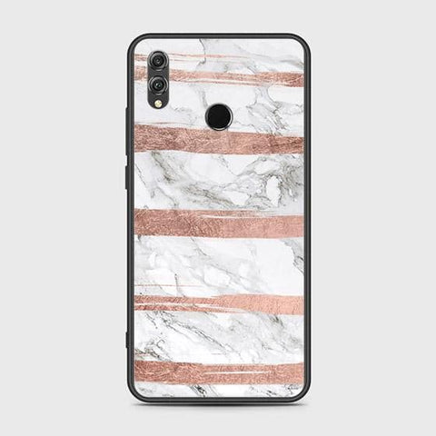 Huawei Honor 8X Cover - White Marble Series - HQ Ultra Shine Premium Infinity Glass Soft Silicon Borders Case