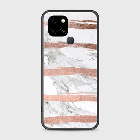 Infinix Smart 6 Cover- White Marble Series - HQ Ultra Shine Premium Infinity Glass Soft Silicon Borders Case