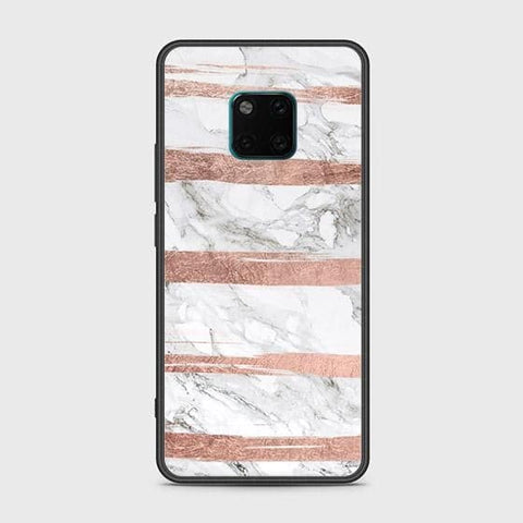 Huawei Mate 20 Pro Cover - White Marble Series - HQ Ultra Shine Premium Infinity Glass Soft Silicon Borders Case