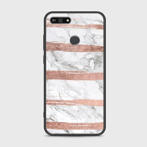 Huawei Y6 Prime 2018 Cover - White Marble Series - HQ Ultra Shine Premium Infinity Glass Soft Silicon Borders Case