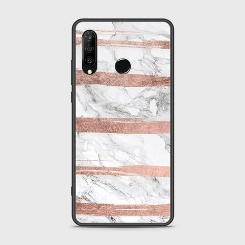 Huawei P30 lite Cover - White Marble Series - HQ Ultra Shine Premium Infinity Glass Soft Silicon Borders Case