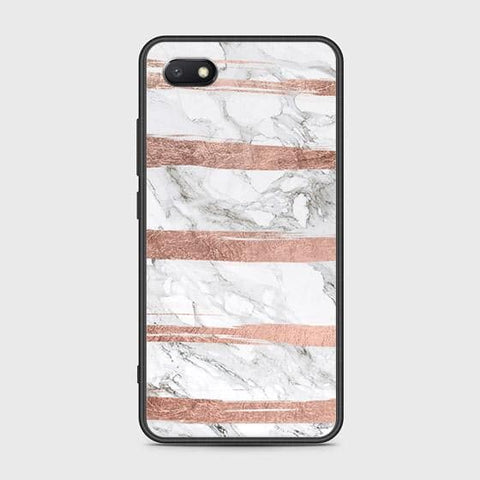 Y5 2018 Cover - White Marble Series - HQ Ultra Shine Premium Infinity Glass Soft Silicon Borders Case