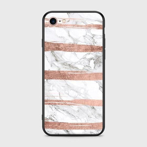 iPhone 8 / 7 Cover - White Marble Series - HQ Ultra Shine Premium Infinity Glass Soft Silicon Borders Case