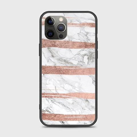 iPhone 12 Pro Cover - White Marble Series - HQ Ultra Shine Premium Infinity Glass Soft Silicon Borders Case