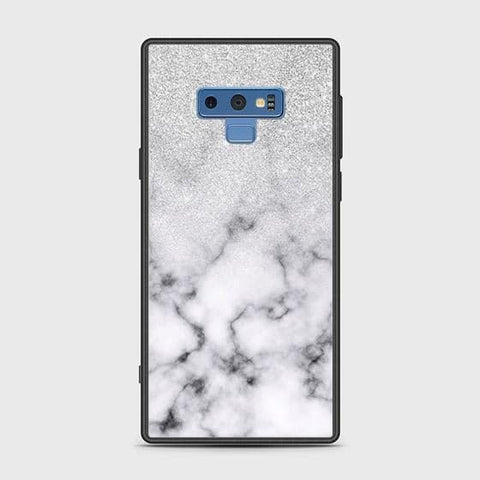 Samsung Galaxy Note 9 Cover - White Marble Series - HQ Ultra Shine Premium Infinity Glass Soft Silicon Borders Case