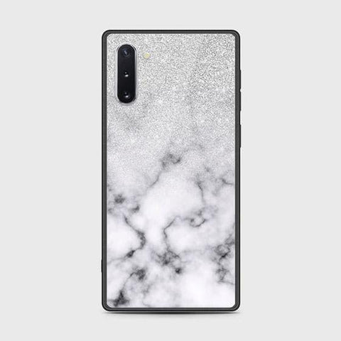 Samsung Galaxy Note 10 Cover - White Marble Series - HQ Ultra Shine Premium Infinity Glass Soft Silicon Borders Case