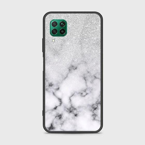 Huawei Nova 7i Cover - White Marble Series - HQ Ultra Shine Premium Infinity Glass Soft Silicon Borders Case