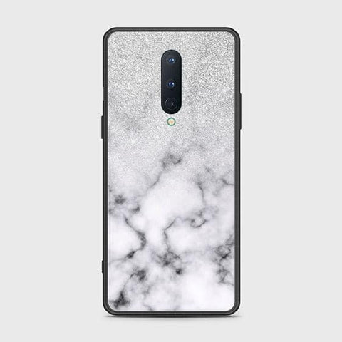 OnePlus 8 4G Cover - White Marble Series - HQ Ultra Shine Premium Infinity Glass Soft Silicon Borders Case