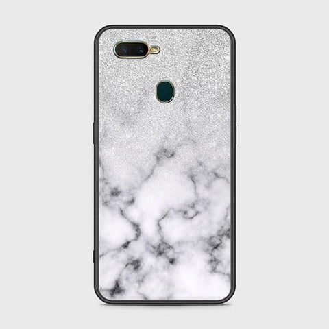 Oppo A12s Cover - White Marble Series - HQ Ultra Shine Premium Infinity Glass Soft Silicon Borders Case