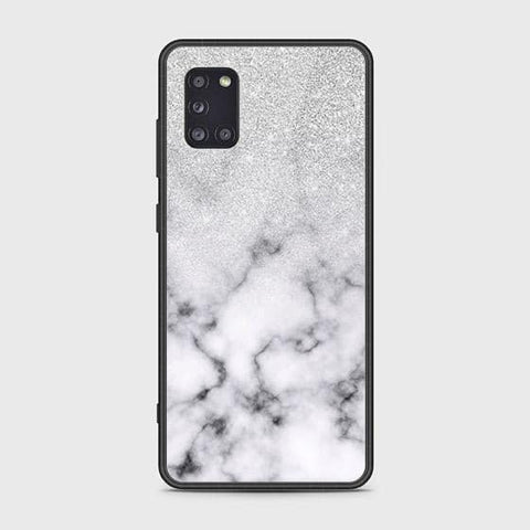 Samsung Galaxy A31 Cover - White Marble Series - HQ Ultra Shine Premium Infinity Glass Soft Silicon Borders Case