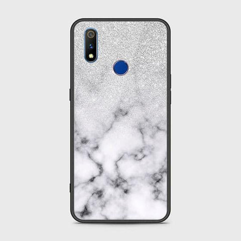 Realme 3i Cover - White Marble Series - HQ Ultra Shine Premium Infinity Glass Soft Silicon Borders Case