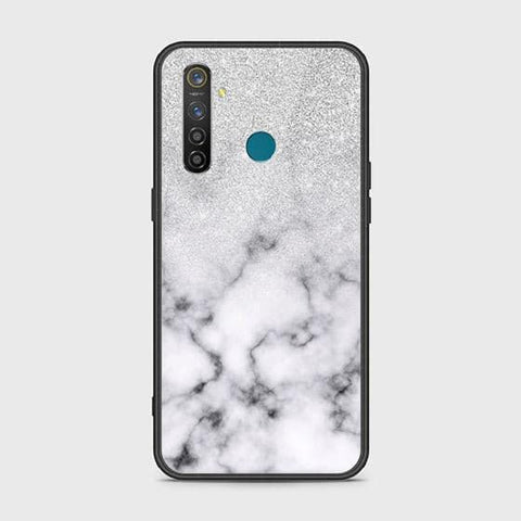 Realme 5 Pro Cover - White Marble Series - HQ Ultra Shine Premium Infinity Glass Soft Silicon Borders Case