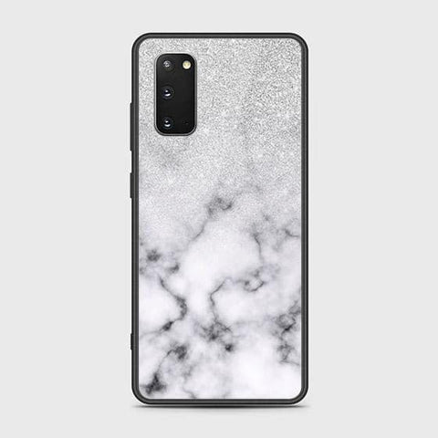 Samsung Galaxy S20 Plus Cover - White Marble Series - HQ Ultra Shine Premium Infinity Glass Soft Silicon Borders Case