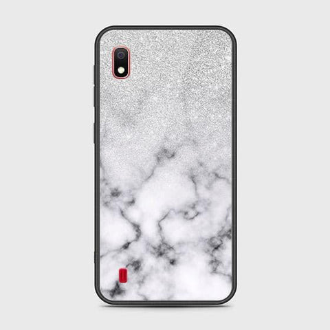 Samsung Galaxy A10 Cover - White Marble Series - HQ Ultra Shine Premium Infinity Glass Soft Silicon Borders Case