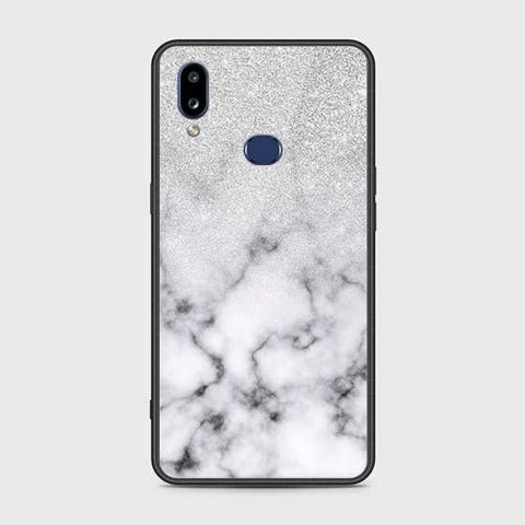 Samsung Galaxy A10s Cover - White Marble Series - HQ Ultra Shine Premium Infinity Glass Soft Silicon Borders Case