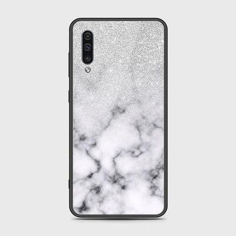 Samsung Galaxy A30s Cover - White Marble Series - HQ Ultra Shine Premium Infinity Glass Soft Silicon Borders Case