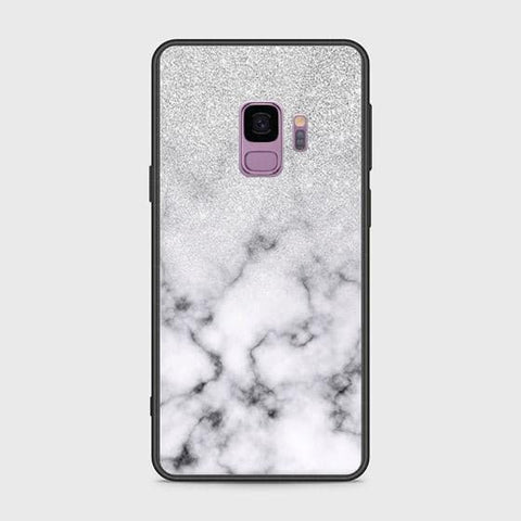 Samsung Galaxy S9 Cover - White Marble Series - HQ Ultra Shine Premium Infinity Glass Soft Silicon Borders Case