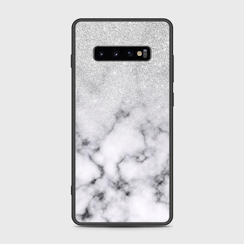 Samsung Galaxy S10 Plus Cover - White Marble Series - HQ Ultra Shine Premium Infinity Glass Soft Silicon Borders Case