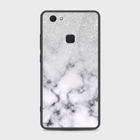 Vivo V7 Plus Cover - White Marble Series - HQ Ultra Shine Premium Infinity Glass Soft Silicon Borders Case