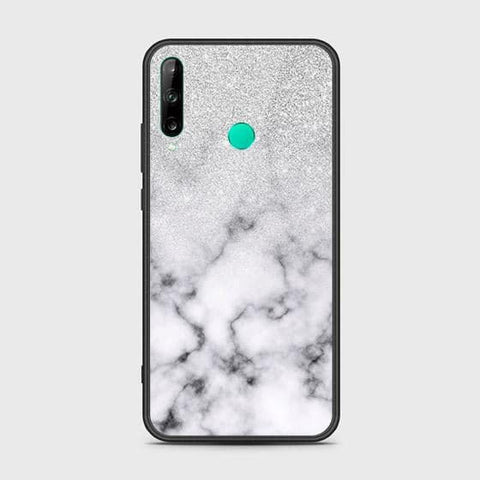 Huawei P40 lite E Cover - White Marble Series - HQ Ultra Shine Premium Infinity Glass Soft Silicon Borders Case