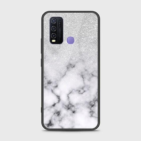 Vivo Y30 Cover - White Marble Series - HQ Ultra Shine Premium Infinity Glass Soft Silicon Borders Case