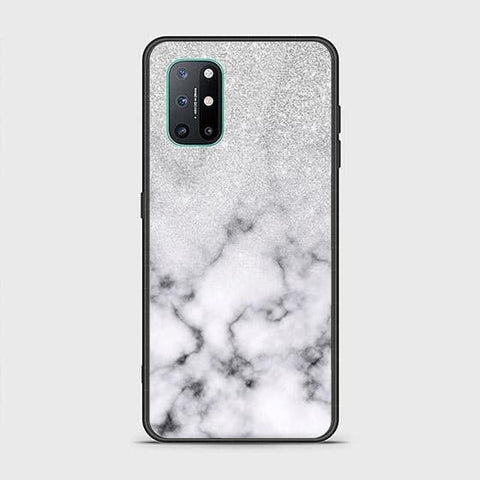 OnePlus 8T Cover - White Marble Series - HQ Ultra Shine Premium Infinity Glass Soft Silicon Borders Case