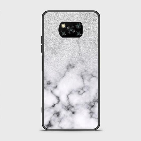 Xiaomi Poco X3 Cover - White Marble Series - HQ Ultra Shine Premium Infinity Glass Soft Silicon Borders Case