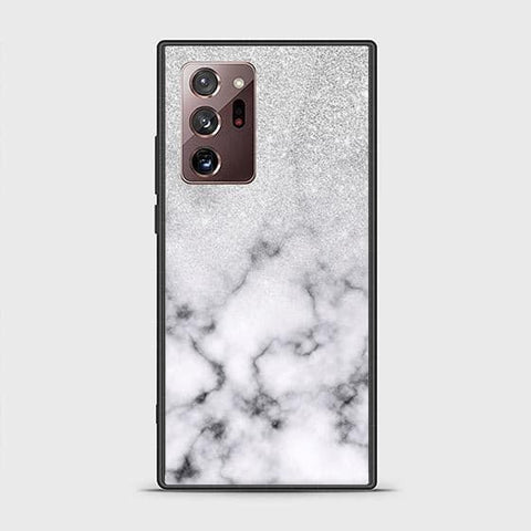 Samsung Galaxy Note 20 Ultra Cover - White Marble Series - HQ Ultra Shine Premium Infinity Glass Soft Silicon Borders Case