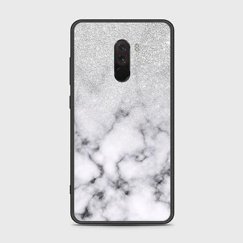 Xiaomi Pocophone F1 Cover - White Marble Series - HQ Ultra Shine Premium Infinity Glass Soft Silicon Borders Case