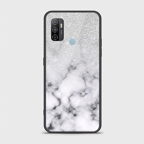 Oppo A53 Cover - White Marble Series - HQ Ultra Shine Premium Infinity Glass Soft Silicon Borders Case