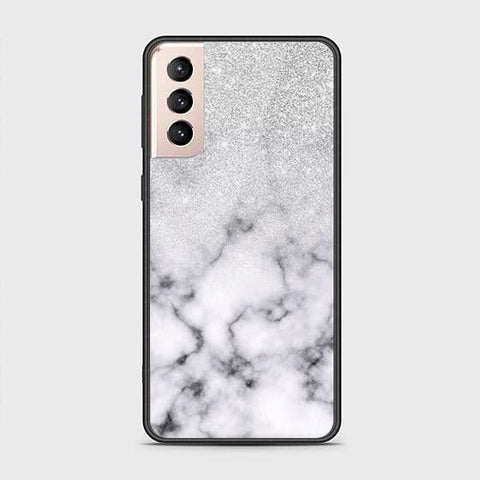 Samsung Galaxy S21 Plus 5G Cover - White Marble Series - HQ Ultra Shine Premium Infinity Glass Soft Silicon Borders Case