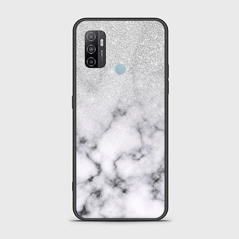 Oppo A53s Cover - White Marble Series - HQ Ultra Shine Premium Infinity Glass Soft Silicon Borders Case