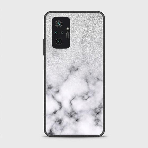 Xiaomi Redmi Note 10 Pro Max Cover - White Marble Series - HQ Ultra Shine Premium Infinity Glass Soft Silicon Borders Case