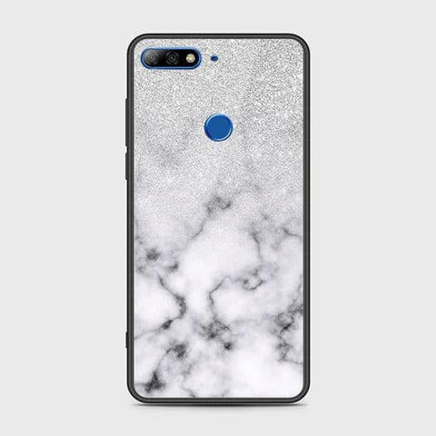 Honor 7C Cover - White Marble Series - HQ Ultra Shine Premium Infinity Glass Soft Silicon Borders Case