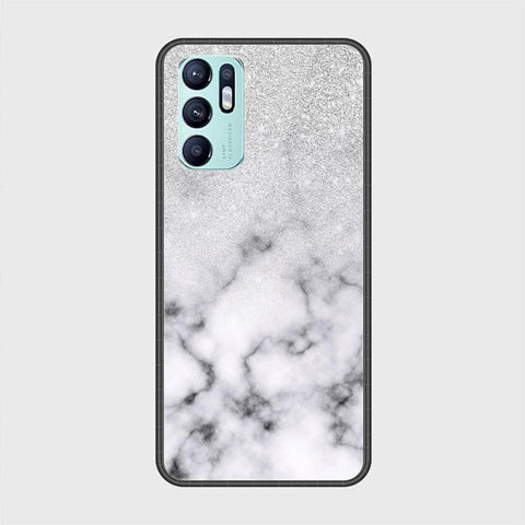 Oppo Reno 6 Cover - White Marble Series - HQ Ultra Shine Premium Infinity Glass Soft Silicon Borders Case