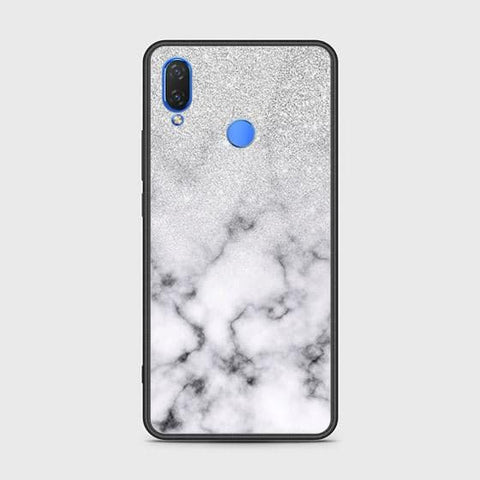 Honor 8C Cover - White Marble Series - HQ Ultra Shine Premium Infinity Glass Soft Silicon Borders Case