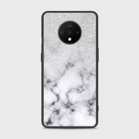 OnePlus 7T Cover - White Marble Series - HQ Ultra Shine Premium Infinity Glass Soft Silicon Borders Case