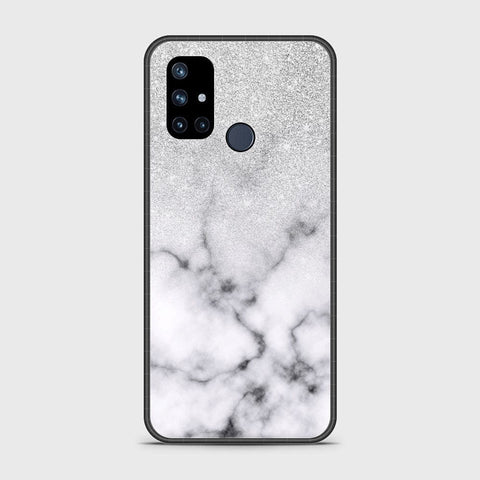 OnePlus Nord N10 5G Cover- White Marble Series - HQ Ultra Shine Premium Infinity Glass Soft Silicon Borders Case