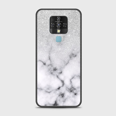 Tecno Camon 16 Cover - White Marble Series - HQ Ultra Shine Premium Infinity Glass Soft Silicon Borders Case