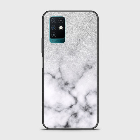 Infinix Note 10 Cover- White Marble Series - HQ Ultra Shine Premium Infinity Glass Soft Silicon Borders Case