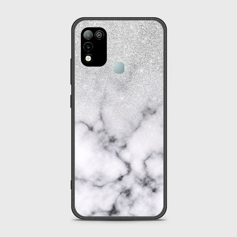 Infinix Hot 10 Play Cover- White Marble Series - HQ Ultra Shine Premium Infinity Glass Soft Silicon Borders Case