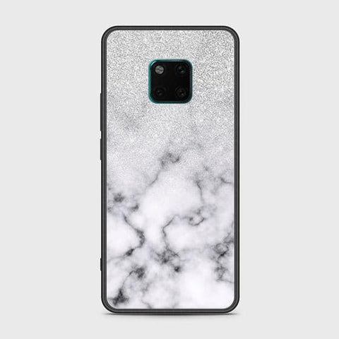 Huawei Mate 20 Pro Cover - White Marble Series - HQ Ultra Shine Premium Infinity Glass Soft Silicon Borders Case