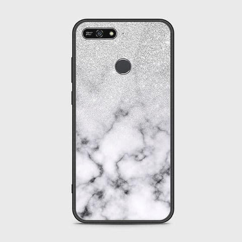 Huawei Y6 Prime 2018 Cover - White Marble Series - HQ Ultra Shine Premium Infinity Glass Soft Silicon Borders Case