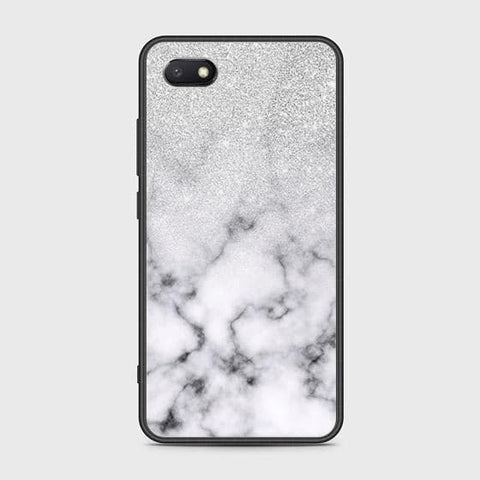 Y5 2018 Cover - White Marble Series - HQ Ultra Shine Premium Infinity Glass Soft Silicon Borders Case